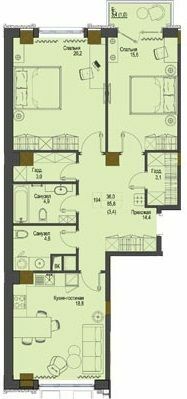 2-кімнатна 85.8 м² в ЖК Перший Французький від 44 000 грн/м², Одеса