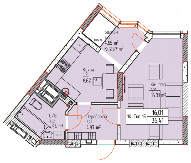 1-кімнатна 36.41 м² в ЖК Чорновола від забудовника, м. Вишневе