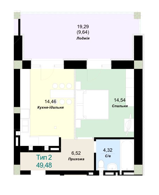 1-комнатная 49.48 м² в ЖК Sky City от 21 000 грн/м², Ужгород