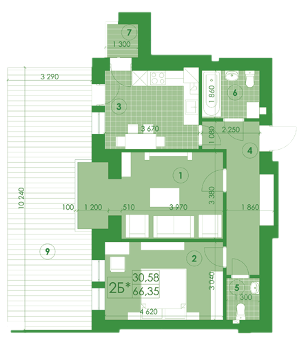2-кімнатна 66.35 м² в ЖК Київський від 13 100 грн/м², м. Буча