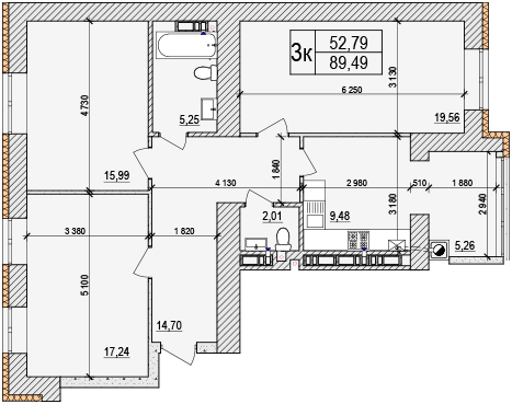 3-кімнатна 89.49 м² в ЖК AGAM від 27 000 грн/м², с. Крюківщина