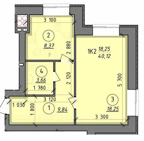 1-комнатная 40.12 м² в ЖК Французский бульвар от застройщика, г. Вышгород