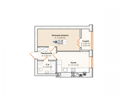 1-комнатная 39.65 м² в ЖК Life от 18 000 грн/м², пгт Гостомель