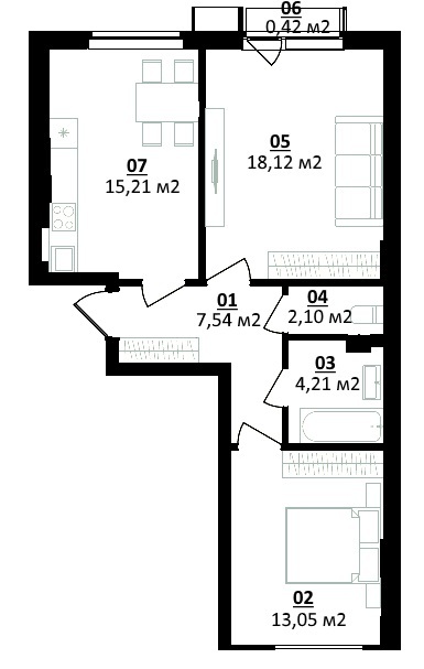 2-кімнатна 60.65 м² в ЖК Білий Шоколад.Center від 11 250 грн/м², с. Білогородка