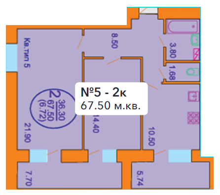 2-комнатная 67.5 м² в ЖК София Киевская от 15 500 грн/м², с. Софиевская Борщаговка