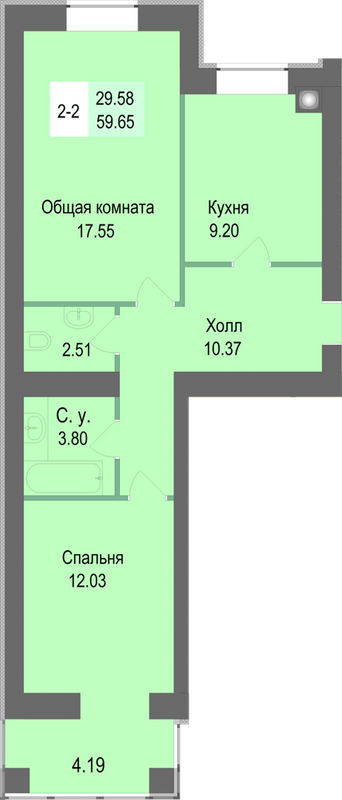 2-комнатная 59.65 м² в ЖК Софиевская сфера от 17 000 грн/м², с. Софиевская Борщаговка
