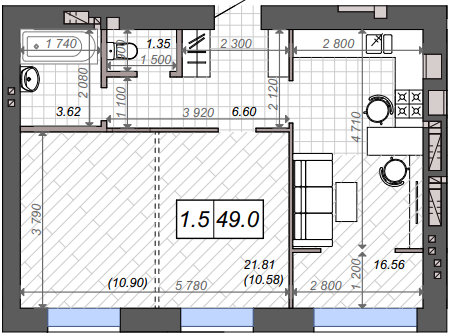1-кімнатна 49 м² в ЖК Нові Метри Park від 26 000 грн/м², м. Ірпінь