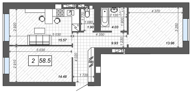 2-комнатная 58.5 м² в ЖК Новые Метры Center от 25 500 грн/м², г. Ирпень