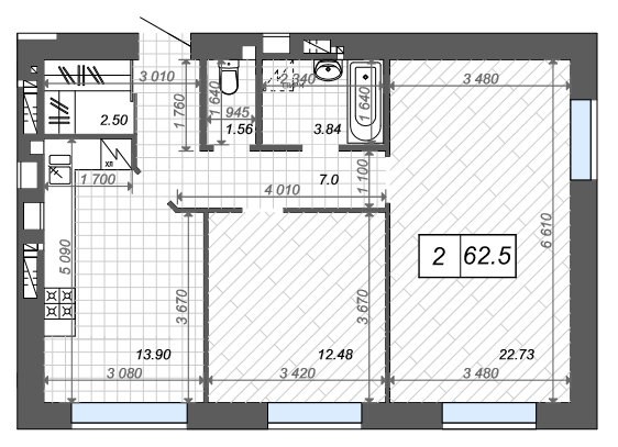 2-кімнатна 62.5 м² в ЖК Нові Метри Center від 25 500 грн/м², м. Ірпінь