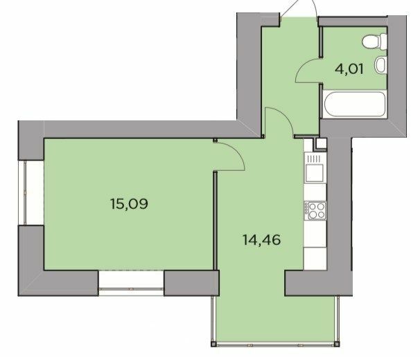1-комнатная 37.8 м² в ЖК Родной от 20 000 грн/м², с. Гатное