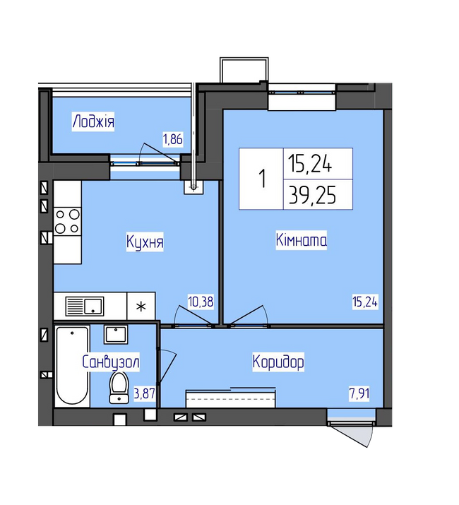 1-кімнатна 39.45 м² в ЖК SkyCity від 14 700 грн/м², м. Бориспіль