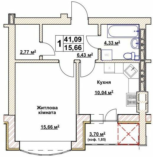 1-кімнатна 41.09 м² в ЖК Гранд Парк від 14 000 грн/м², м. Бровари
