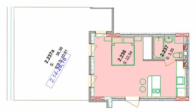1-комнатная 25.89 м² в ЖК Сонячний квартал от 57 850 грн/м², с. Голубиное