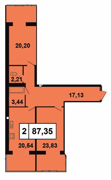 2-комнатная 87.35 м² в ЖК Грандбуд от 15 500 грн/м², Николаев