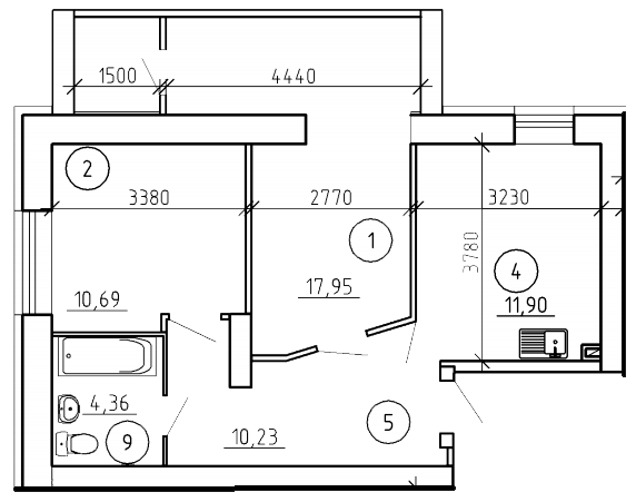 2-комнатная 55.13 м² в ЖК на ул. Труда, 1 от 12 200 грн/м², Сумы