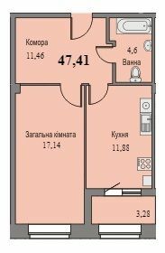 1-кімнатна 47.41 м² в ЖК Парковий від 11 500 грн/м², м. Ромни