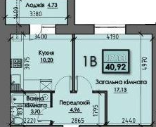 1-кімнатна 40.92 м² в ЖК Iceberg від 12 400 грн/м², Суми