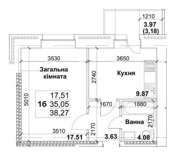 1-кімнатна 38.27 м² в ЖК на вул. Інтернаціоналістів, 35/1-35/5 від 11 100 грн/м², Суми