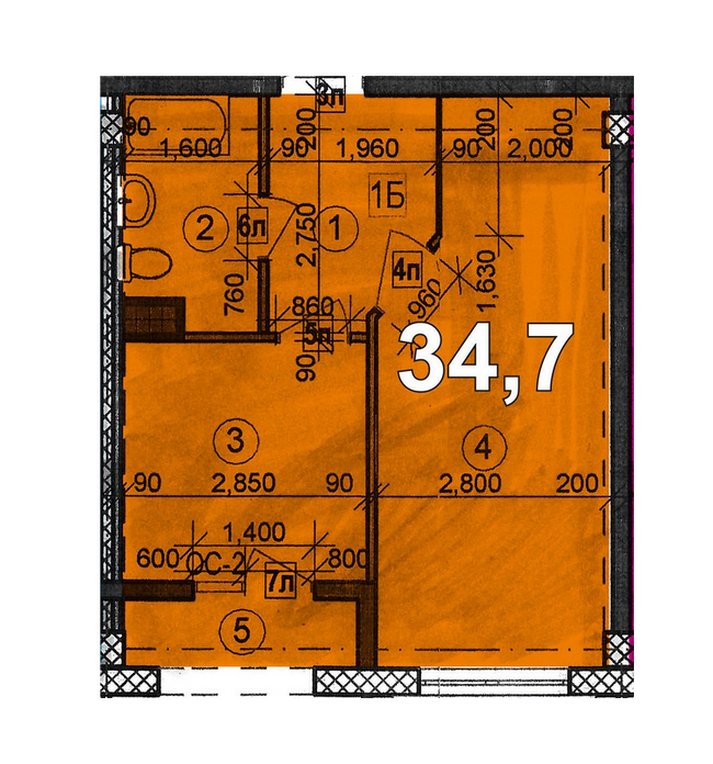 1-комнатная 34.7 м² в ЖК Солнечный Остров от 12 950 грн/м², Херсон