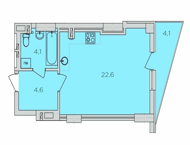 1-комнатная 32.2 м² в ЖК 360 от застройщика, Ровно