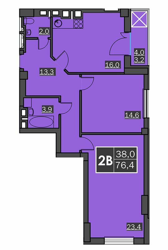 2-комнатная 76.4 м² в ЖК Bridge Tower от 19 800 грн/м², Ровно