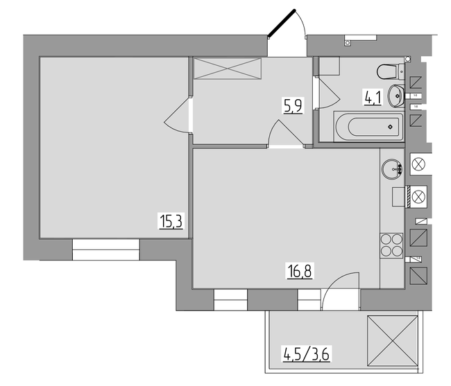 1-комнатная 45.7 м² в ЖК Королёва от 16 900 грн/м², Ровно