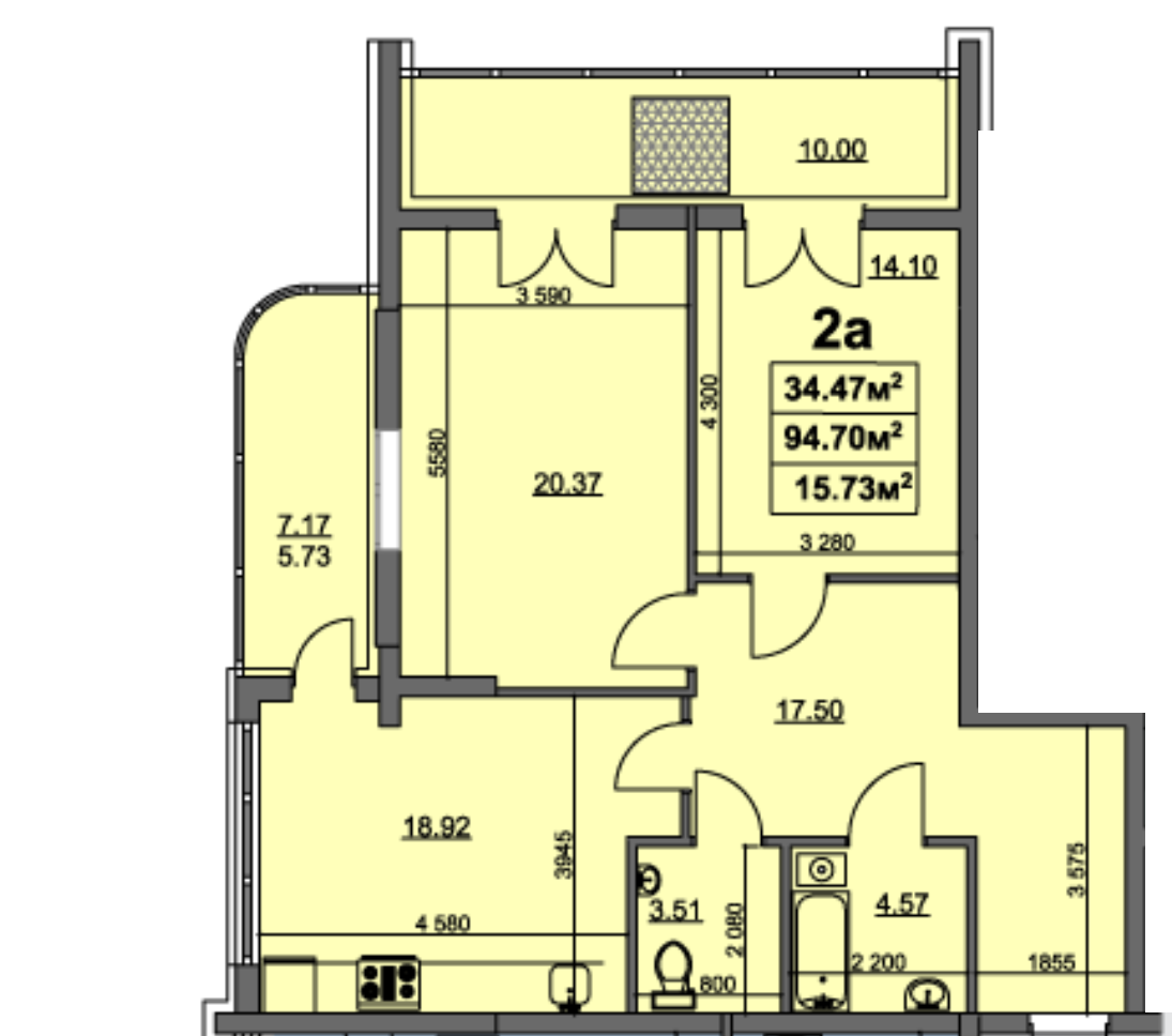 2-комнатная 94.7 м² в ЖК на ул. Припортовая (Героев Сталинграда), 22/1 от 14 850 грн/м², Черкассы