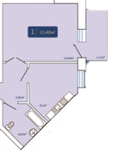 1-кімнатна 33.4 м² в ЖК Добробуд від 15 500 грн/м², м. Дубно