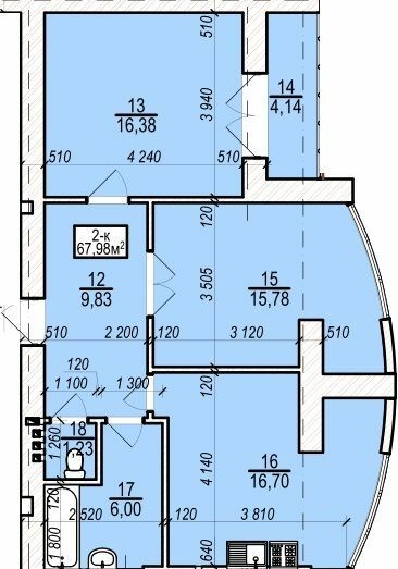 2-комнатная 67.98 м² в ЖК На Щасливому от 15 750 грн/м², Ровно