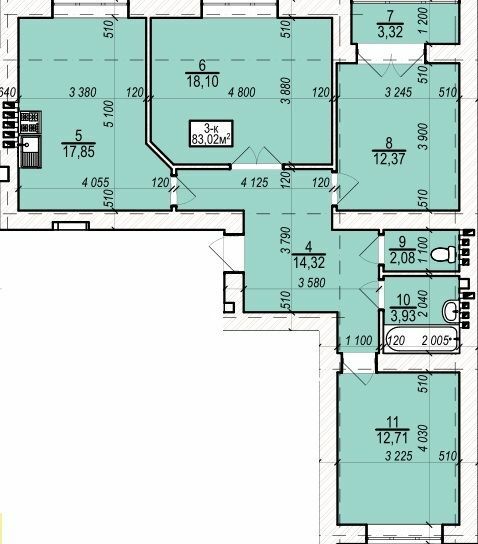3-комнатная 83.02 м² в ЖК На Щасливому от 13 800 грн/м², Ровно
