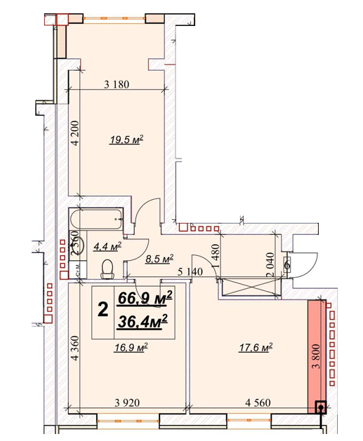 2-комнатная 66.9 м² в ЖК Европейский от 18 300 грн/м², Ровно