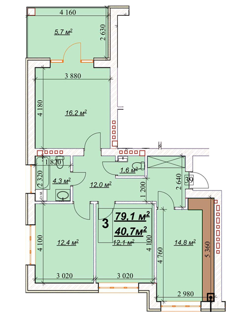 3-комнатная 79.1 м² в ЖК Европейский от 18 850 грн/м², Ровно