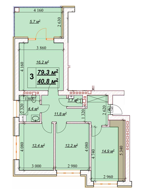 3-комнатная 79.3 м² в ЖК Европейский от 18 600 грн/м², Ровно