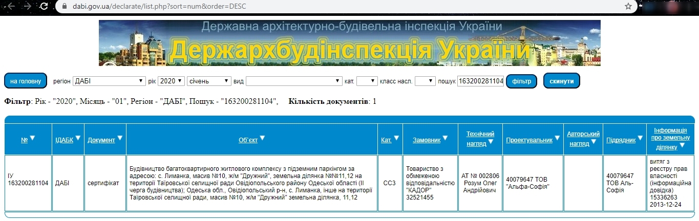 Сертифікат про готовність Дом, ЖК Сорок дев'ята перлина