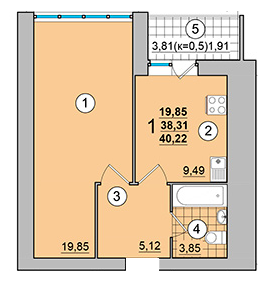 1-комнатная 40.22 м² в ЖК на Масанах от застройщика, Чернигов