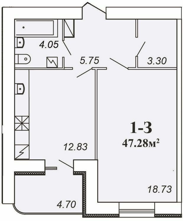 1-комнатная 47.28 м² в ЖК Парковый от 13 000 грн/м², Чернигов