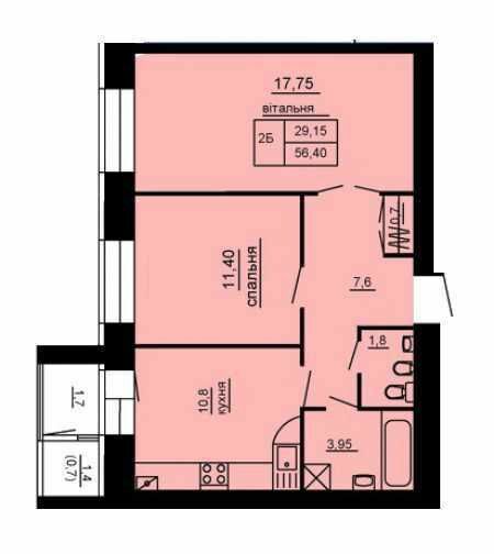 2-кімнатна 56.4 м² в ЖК Парковий комплекс від 16 000 грн/м², Тернопіль