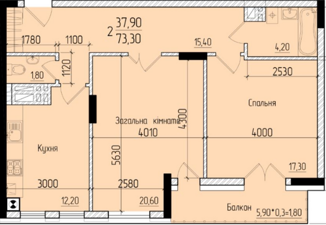 2-комнатная 73.3 м² в ЖК Comfort Hall от 18 500 грн/м², Черновцы