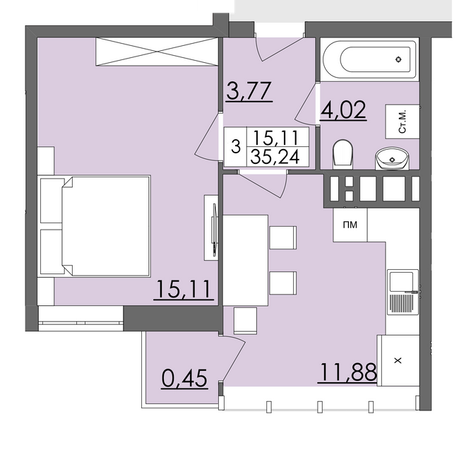 1-комнатная 35.24 м² в ЖК Родинна казка от 12 500 грн/м², Черновцы