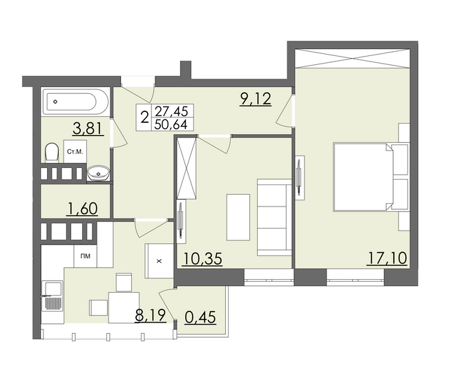 2-комнатная 50.64 м² в ЖК Родинна казка от 12 500 грн/м², Черновцы