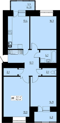 3-кімнатна 93.1 м² в ЖК Green Line від 14 350 грн/м², Тернопіль