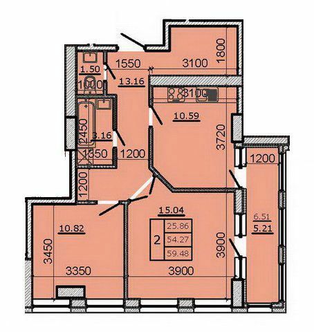 2-комнатная 59.48 м² в ЖК Метрополь от 19 500 грн/м², Тернополь