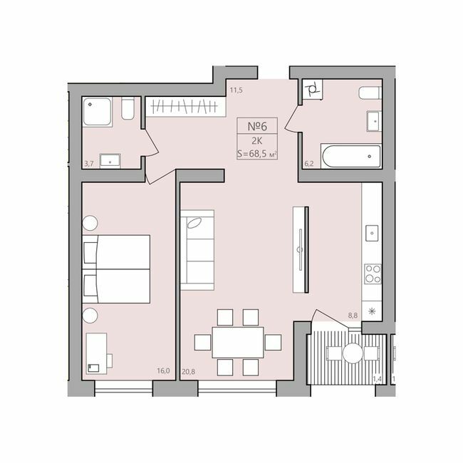 2-комнатная 68.5 м² в ЖК ЭкоДом от 12 500 грн/м², с. Петриков