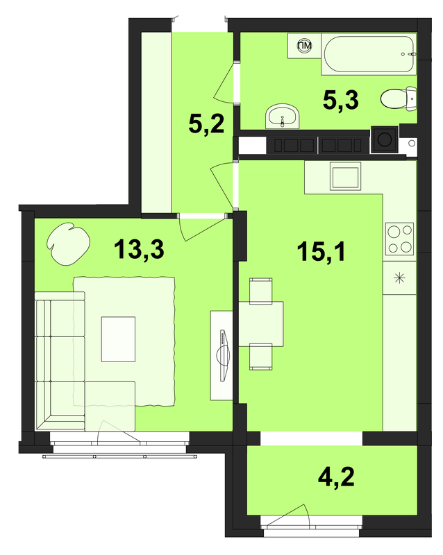 1-комнатная 43.1 м² в ЖК Киевский от 19 450 грн/м², Черновцы