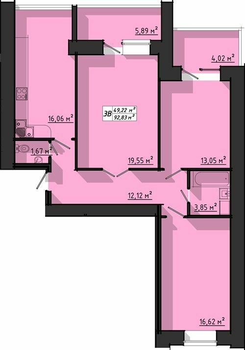 3-комнатная 92.83 м² в ЖК на ул. Киевская от 14 000 грн/м², Тернополь