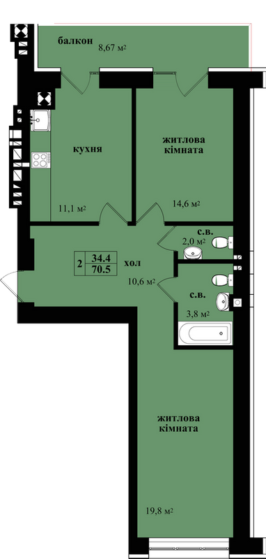 2-кімнатна 70.5 м² в ЖК на вул. Героїв Майдану, 150 від 20 950 грн/м², Чернівці