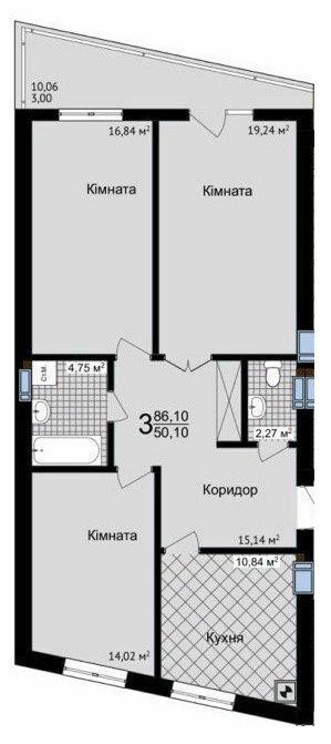 3-комнатная 86.1 м² в ЖК Зелені Пагорби от 21 250 грн/м², Черновцы
