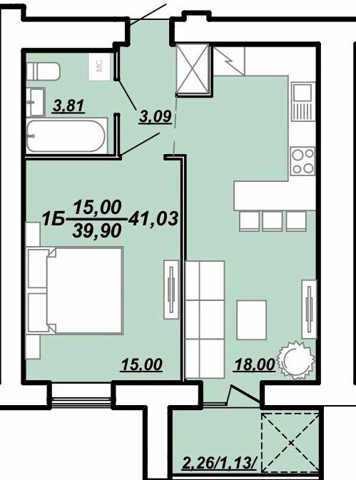 1-кімнатна 41.03 м² в ЖК Рідний Дім від 11 800 грн/м², Тернопіль