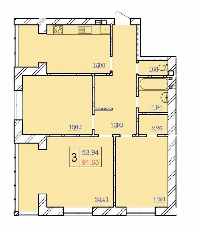 3-кімнатна 91.63 м² в ЖК Avila Lux від 20 000 грн/м², Хмельницький