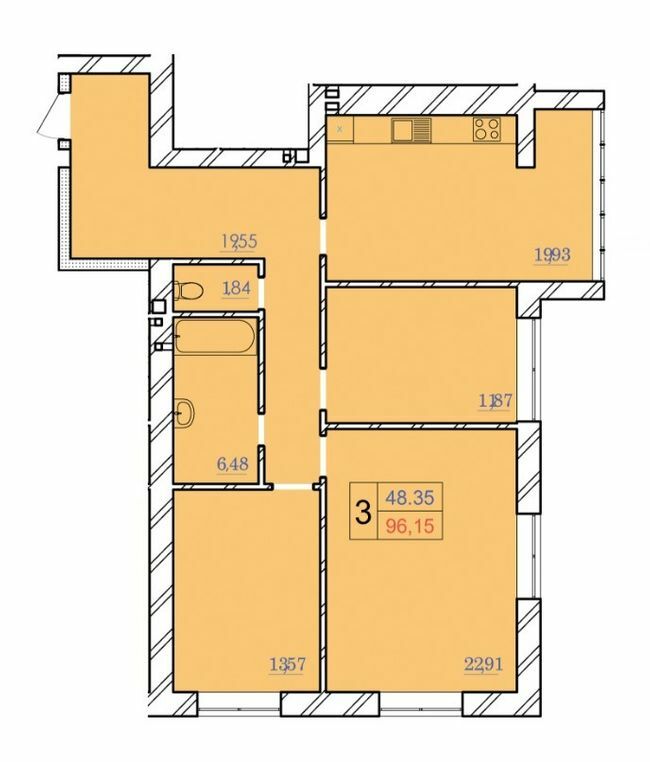 3-кімнатна 96.15 м² в ЖК Avila Lux від 20 000 грн/м², Хмельницький